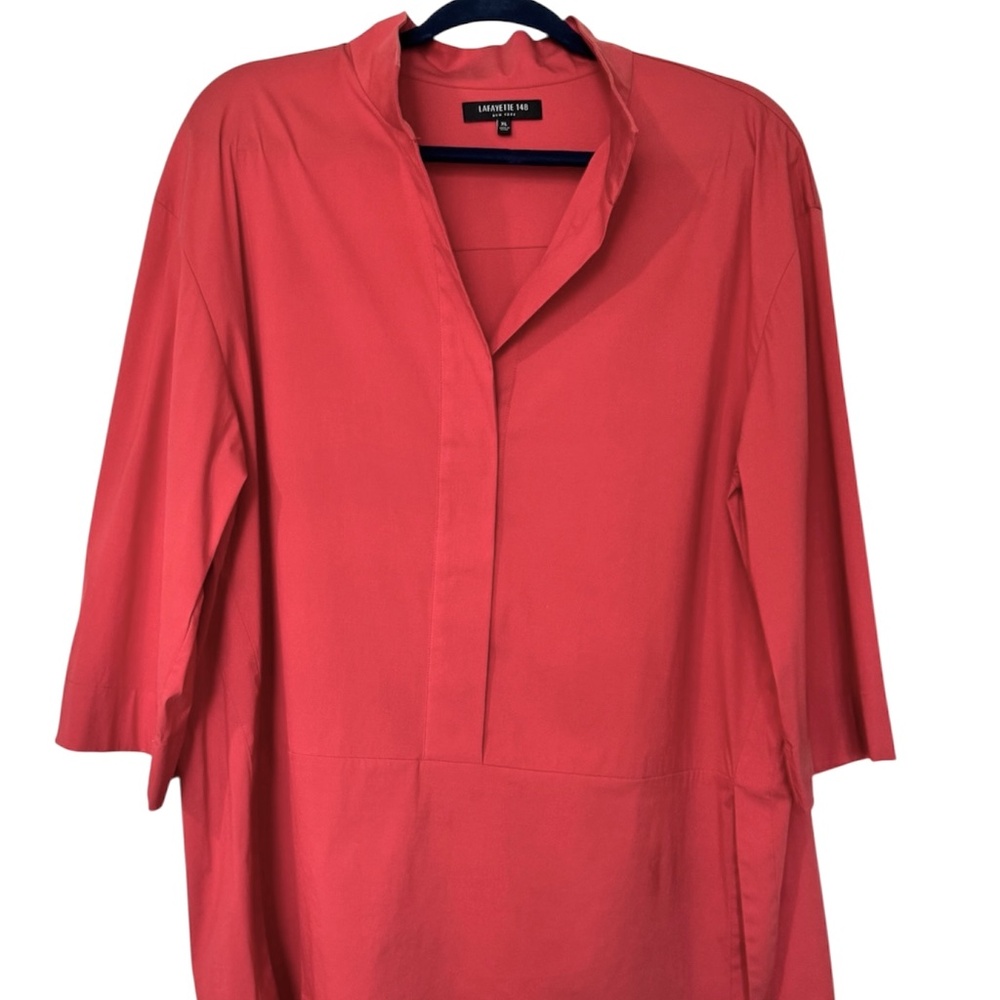 Crisp, Pumpkin Poplin Blouse, Lafayette 148 New York, XL